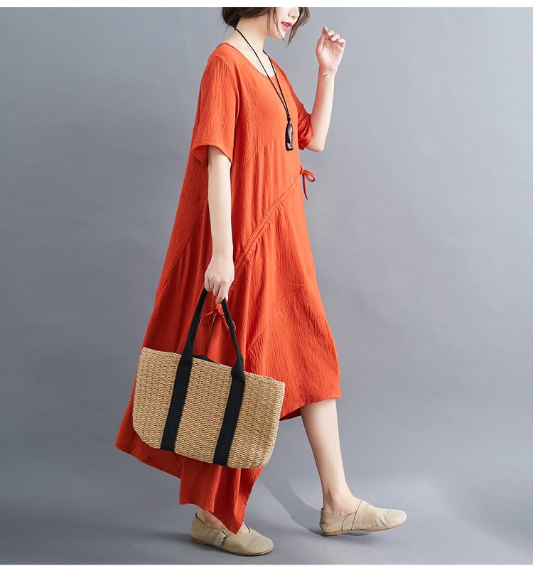 Vintage Irregular Linen Plus Sizes Long Maxi Dresses-Dresses-Free Shipping at meselling99