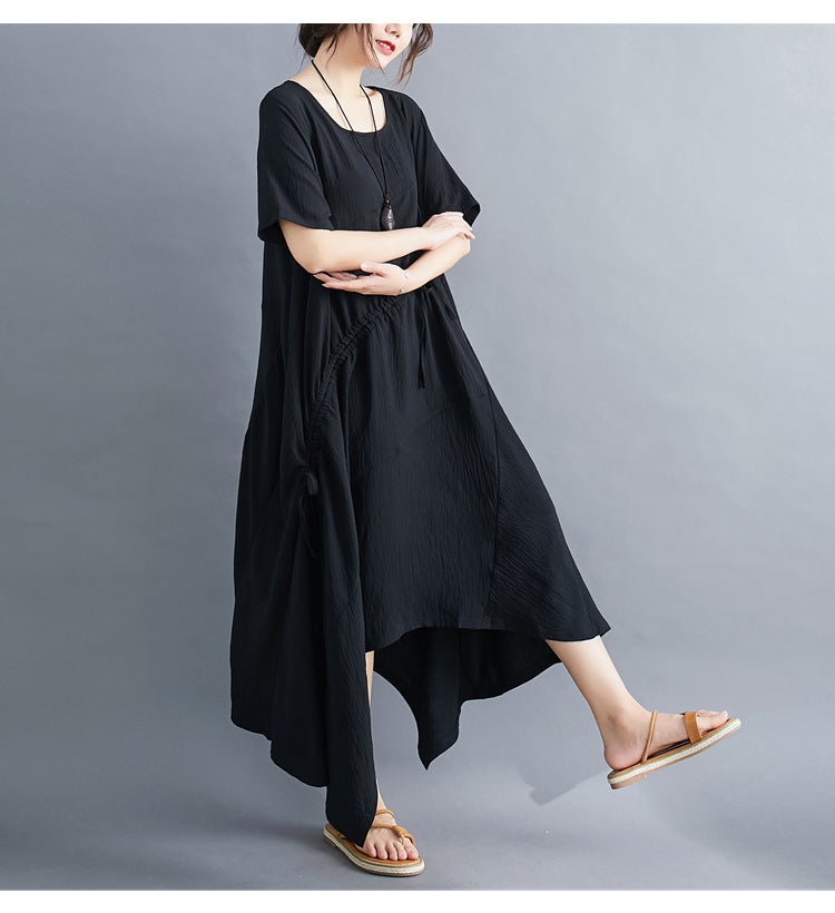 Vintage Irregular Linen Plus Sizes Long Maxi Dresses-Dresses-Free Shipping at meselling99