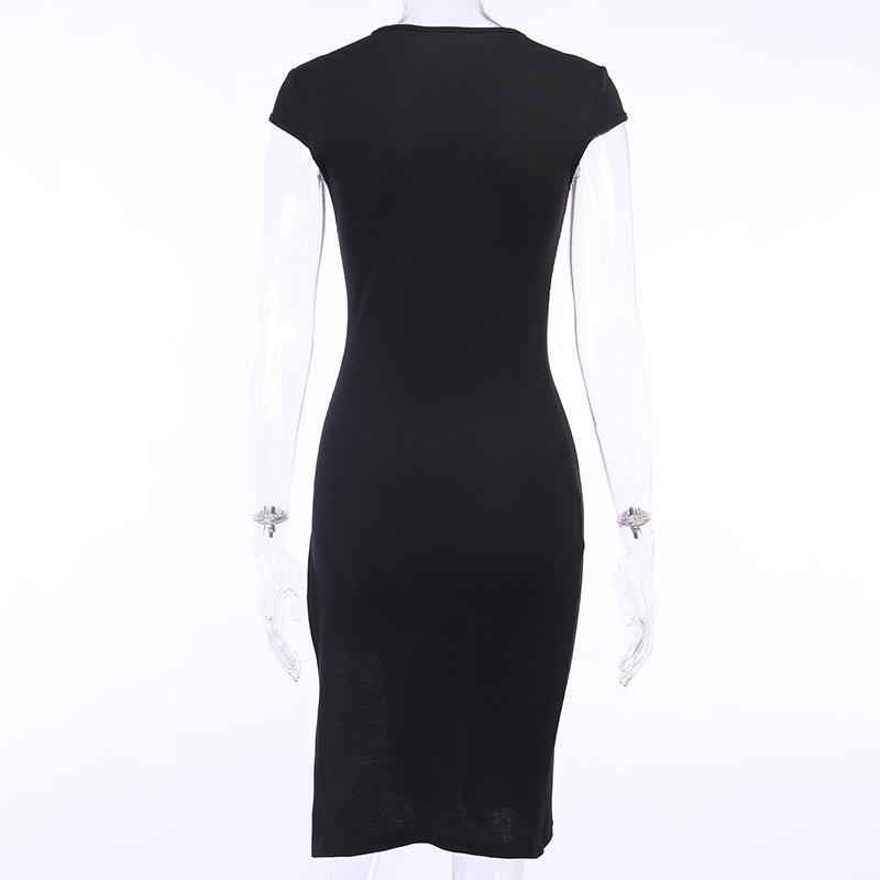 Sexy Round Neck High Split Women Short Dresses-Dresses-Free Shipping at meselling99