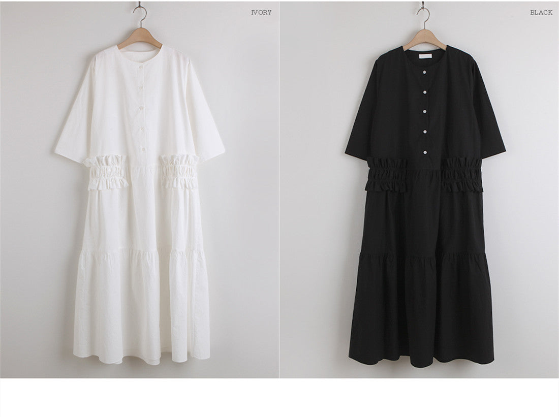 Casual Ruffled Women Long Shirt Dresses-Dresses-Free Shipping at meselling99