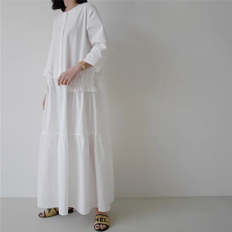 Casual Ruffled Women Long Shirt Dresses-Dresses-Free Shipping at meselling99