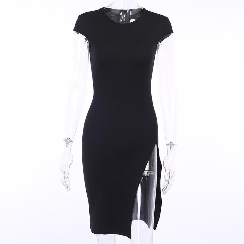 Sexy Round Neck High Split Women Short Dresses-Dresses-Free Shipping at meselling99