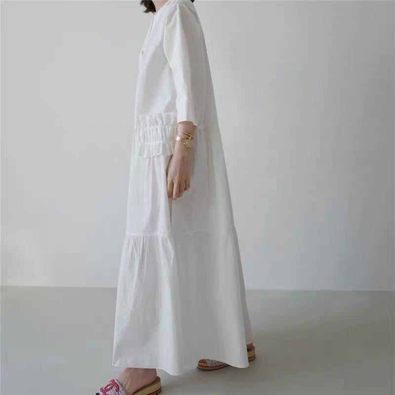 Casual Ruffled Women Long Shirt Dresses-Dresses-Free Shipping at meselling99