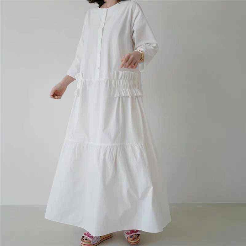 Casual Ruffled Women Long Shirt Dresses-Dresses-Free Shipping at meselling99