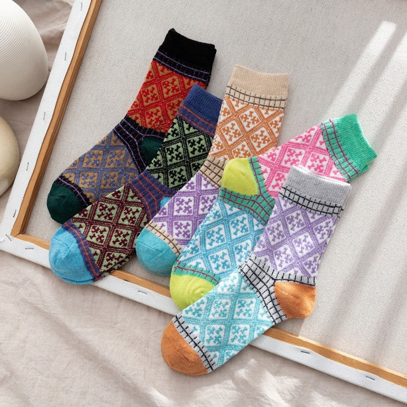 Thick Simple Breathable Mid-Calf Length Sock(A Set Of Five Pairs)