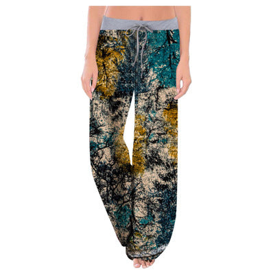 Women's Leopard Print Comfort Stretchy Lounge Pants – Relaxed Fit Wide-Leg Sleep Pants