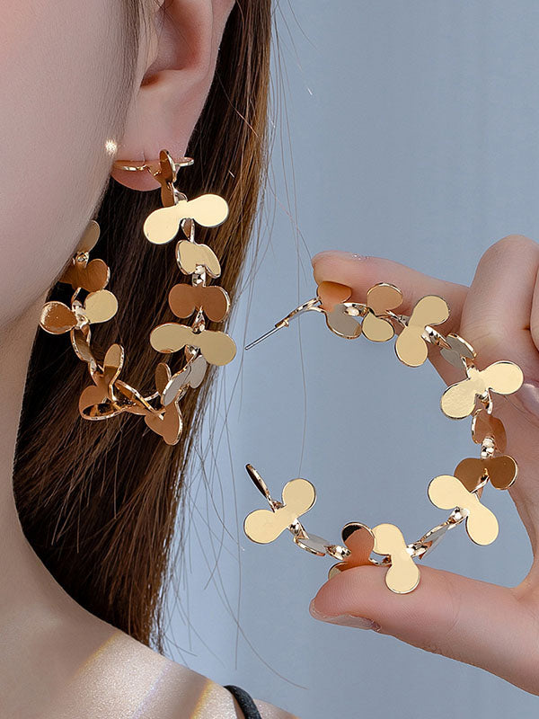Flower Shape Geometric Drop Earrings
