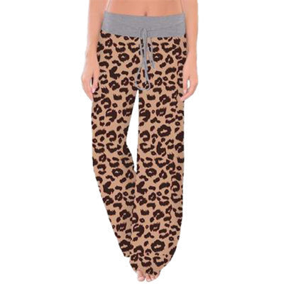 Women's Leopard Print Comfort Stretchy Lounge Pants – Relaxed Fit Wide-Leg Sleep Pants