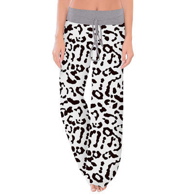 Women's Leopard Print Comfort Stretchy Lounge Pants – Relaxed Fit Wide-Leg Sleep Pants