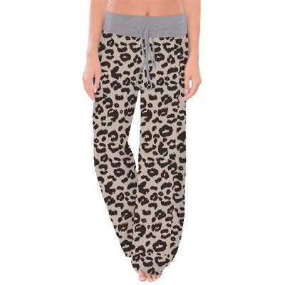 Women's Leopard Print Comfort Stretchy Lounge Pants – Relaxed Fit Wide-Leg Sleep Pants