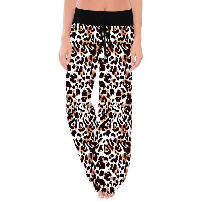 Women's Leopard Print Comfort Stretchy Lounge Pants – Relaxed Fit Wide-Leg Sleep Pants