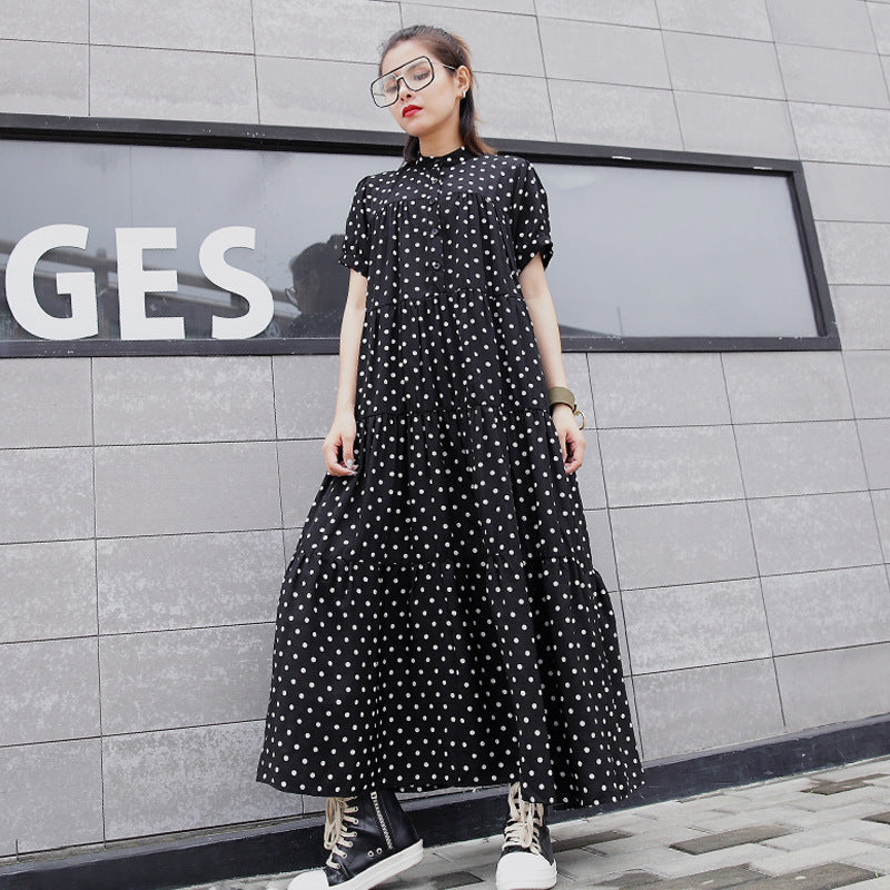 Fairy Summer Dot Print Elegant Long Dresses-Dresses-Black-One Size-Free Shipping at meselling99