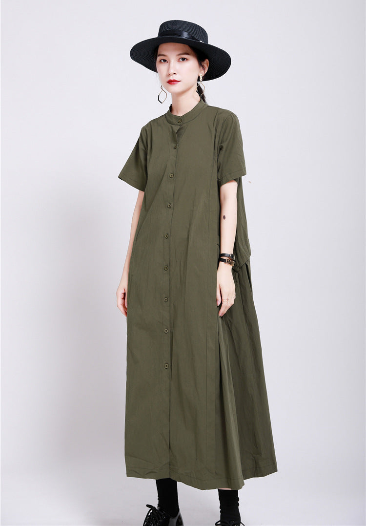 Elegant Linen Short Sleeves Summer Long Dresses-Dresses-Free Shipping at meselling99