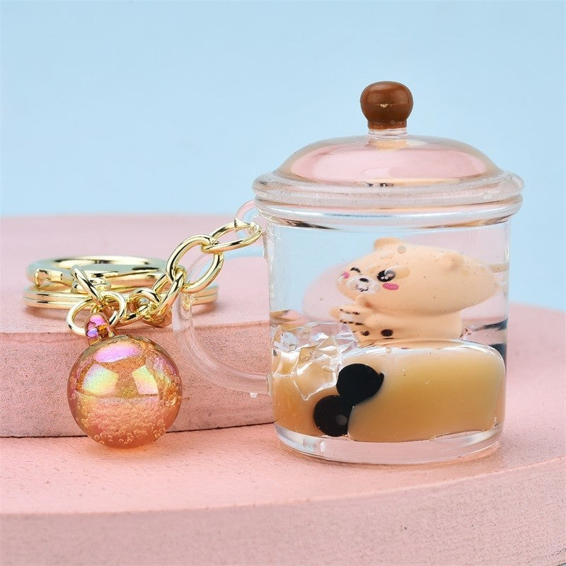 Cartoon Milk Tea Cup Keychain Pendant