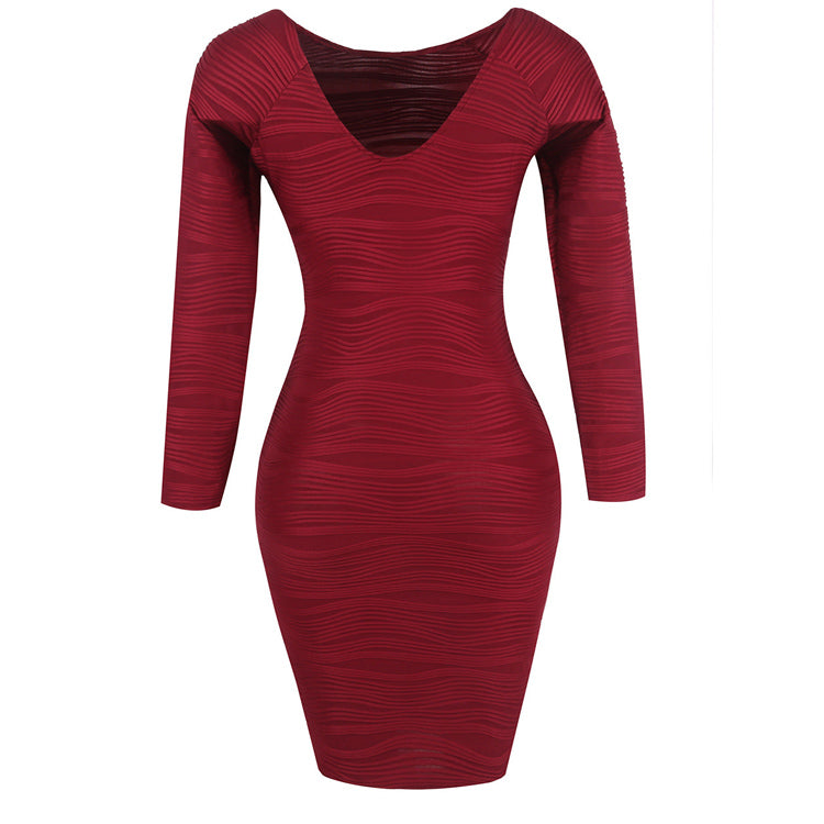 Women Long Sleeves Elastic Sexy Bodycon Dresses-Dresses-Free Shipping at meselling99