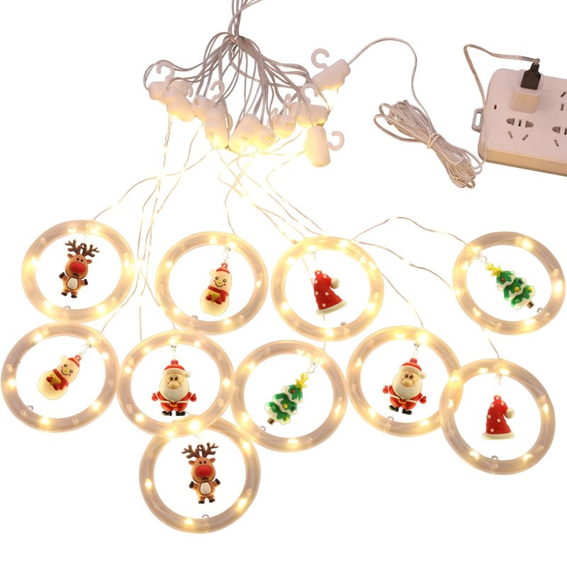 Father Christmas Window Decoration USB String Lights Masks