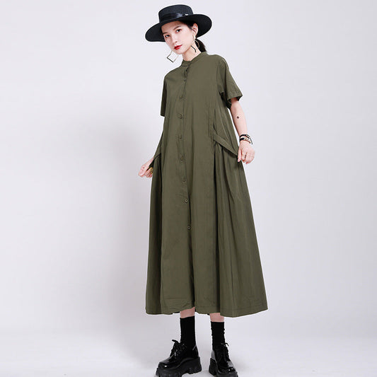 Elegant Linen Short Sleeves Summer Long Dresses-Dresses-Free Shipping at meselling99