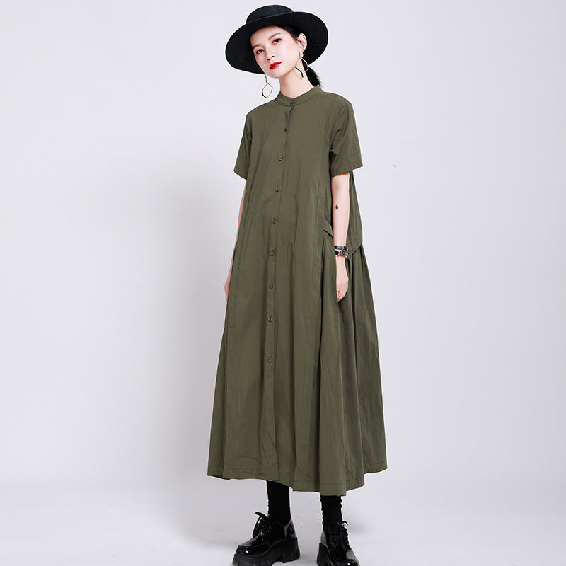 Elegant Linen Short Sleeves Summer Long Dresses-Dresses-Free Shipping at meselling99