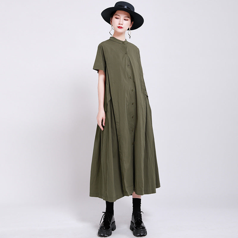 Elegant Linen Short Sleeves Summer Long Dresses-Dresses-Free Shipping at meselling99