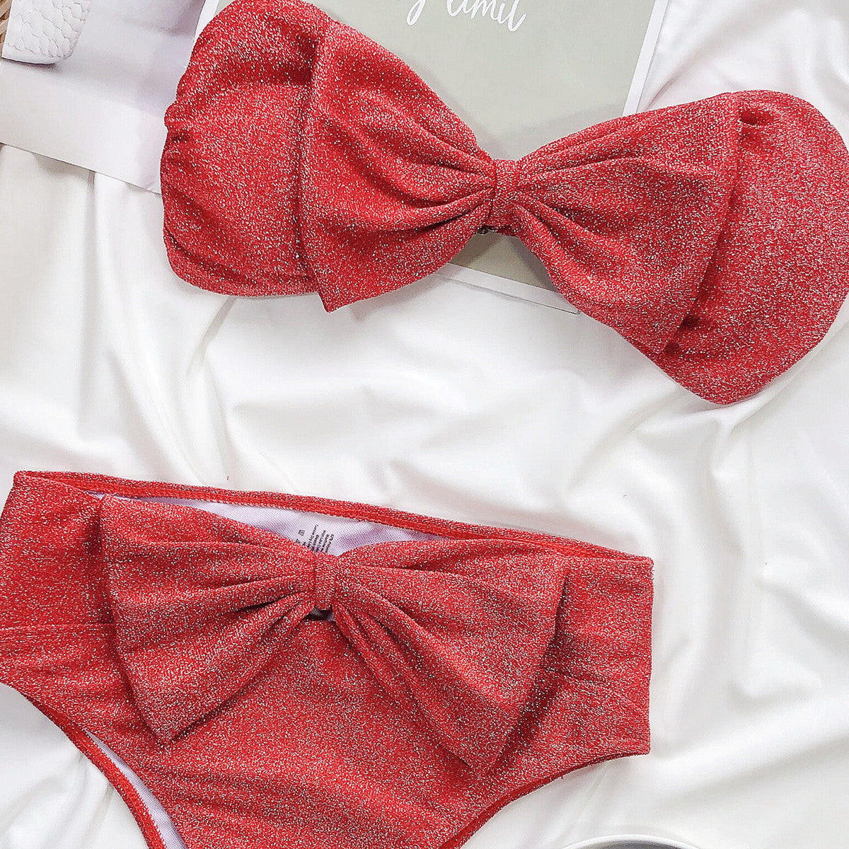 Sexy Bowknot Two Pieces Bikini Swimsuits