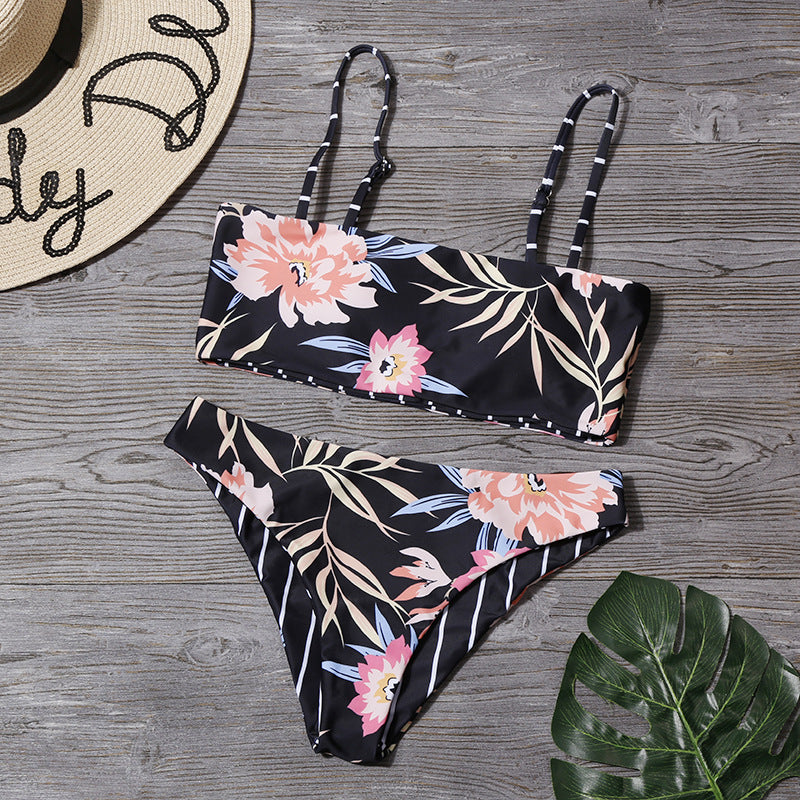 Sexy Floral Print Two Pieces Bikini Beachwear