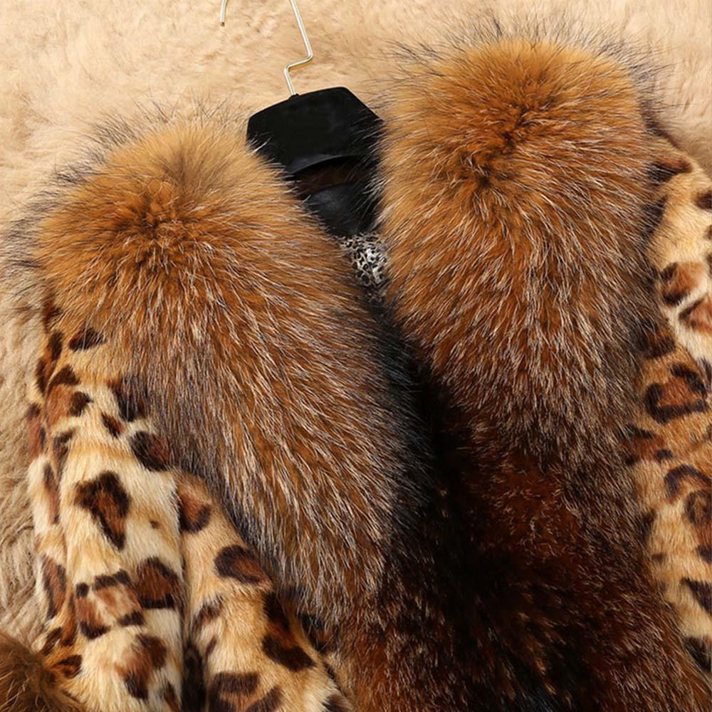 Luxury Winter Artificial Leather with Fur Leopard Coats