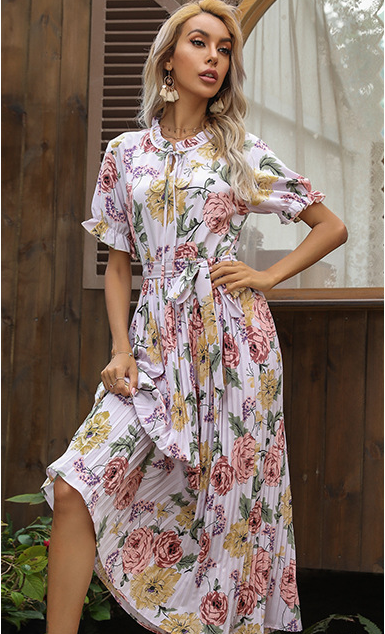 Maybelle Printed Pleated Midi Dress