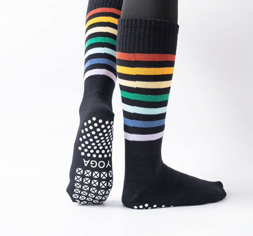 Women Rainbow Non-Slip Grips Socks 3 Pairs/Pack