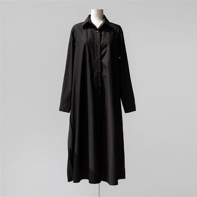 Classy Women Plus Sizes Pleated Long Shirt Dresses-Cozy Dresses-Black-S-Free Shipping at meselling99