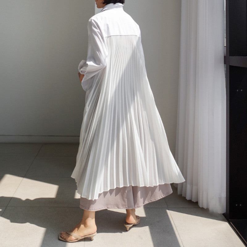 Classy Women Plus Sizes Pleated Long Shirt Dresses-Cozy Dresses-Free Shipping at meselling99