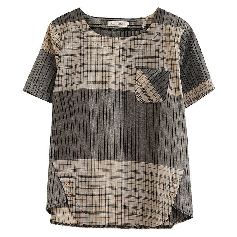 Vintage Stripe Cotton Linen T-Shirt