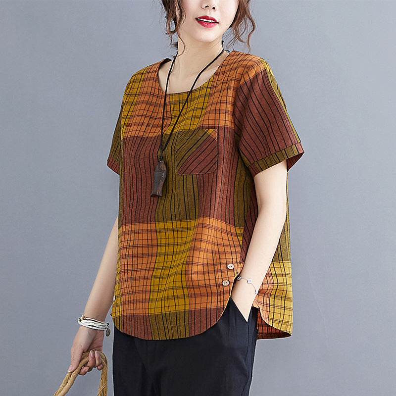 Vintage Stripe Cotton Linen T-Shirt