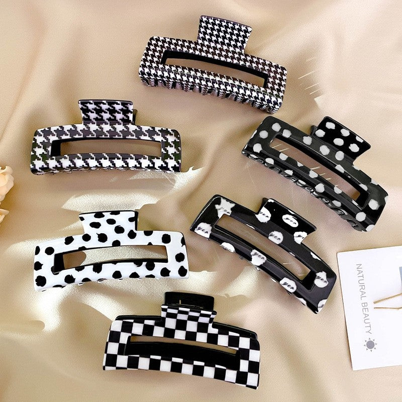 Fashion Checkerboard Houndstooth Hair Claw Clip