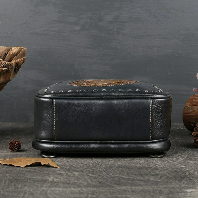 Retro Totem Women Real Leather Handbag