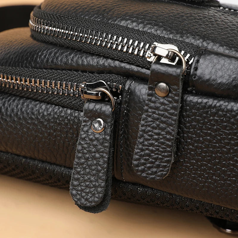 Men’s Genuine Leather Sling Bag – Casual Crossbody Chest Pack