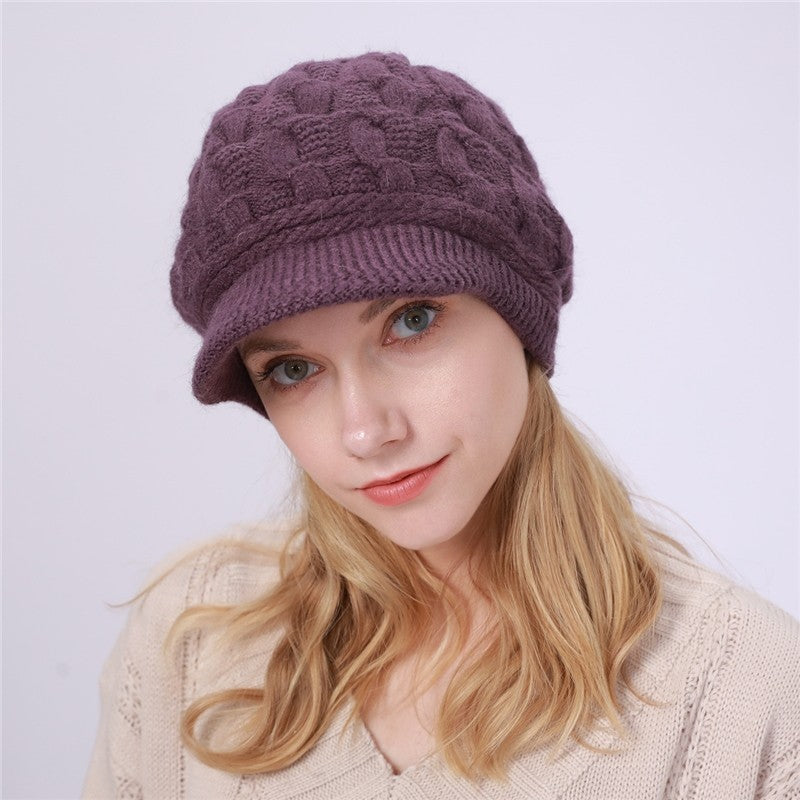 Solid Color Cable Knitted Cap