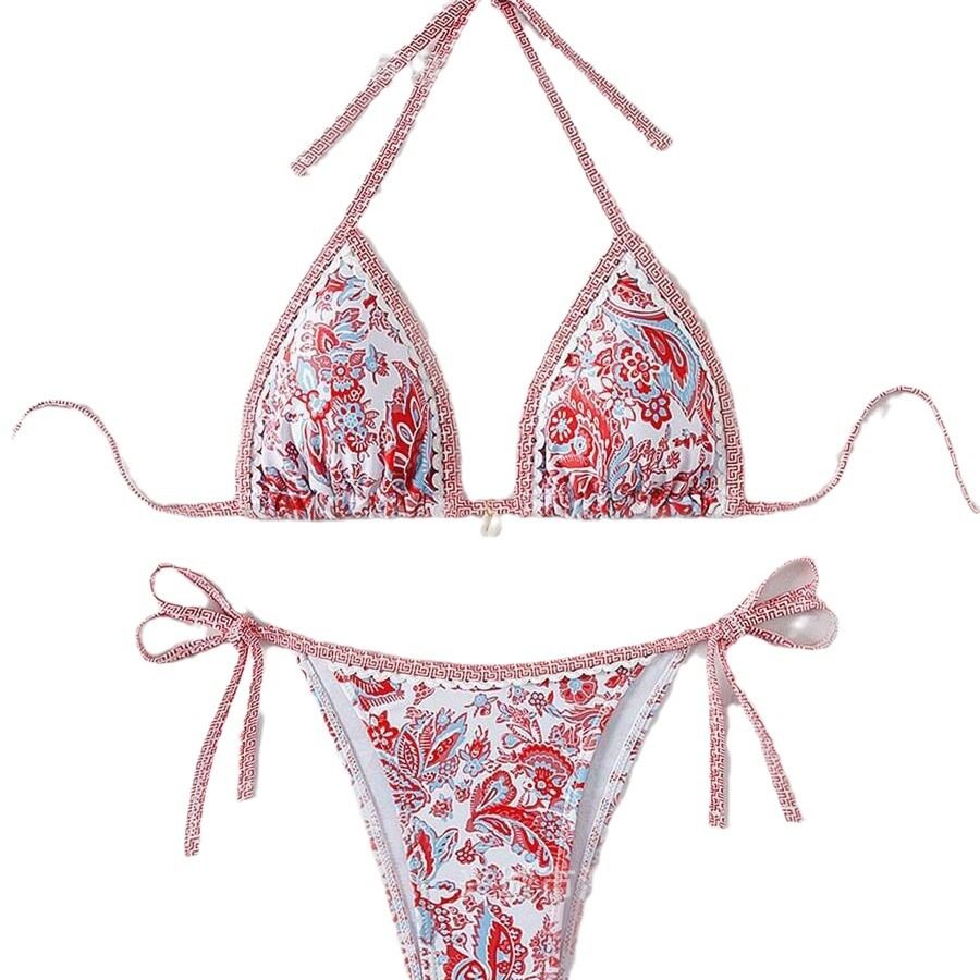 Bikini Set With Print And Tie Design