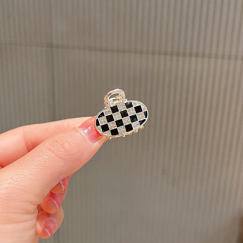 Mini Checkerboard Rhinestone Hair Claw Clip