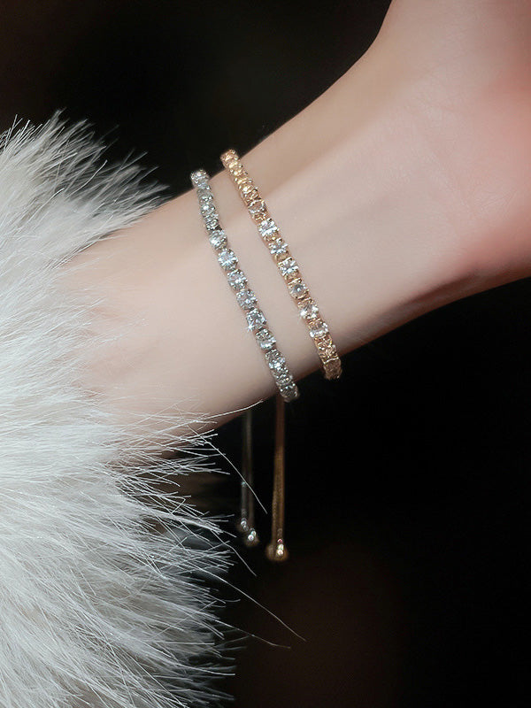 Adjustable Geometric Rhine Stones Shiny Bracelet Accessories