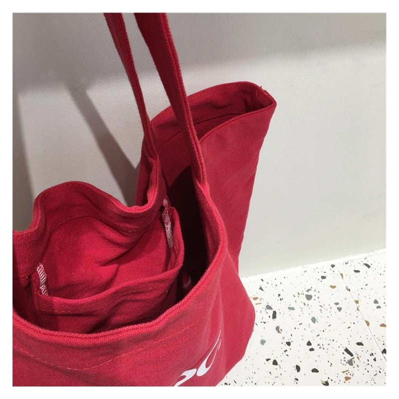 Large Capacity Canvas Bag Letter Print