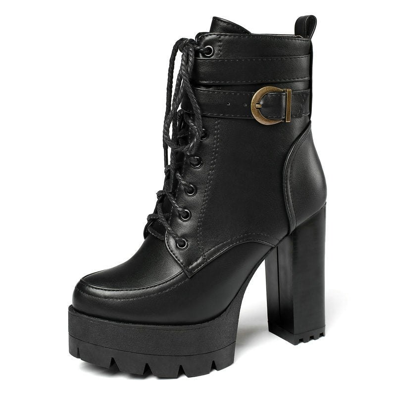 Fashion Chunky Heels Martens Short Boots