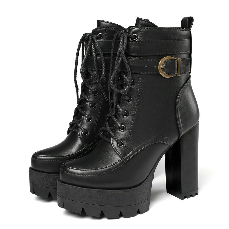 Fashion Chunky Heels Martens Short Boots