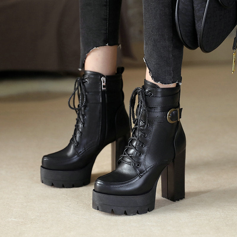 Fashion Chunky Heels Martens Short Boots