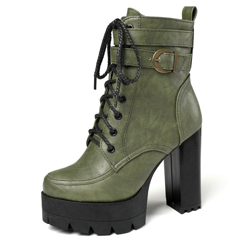 Fashion Chunky Heels Martens Short Boots