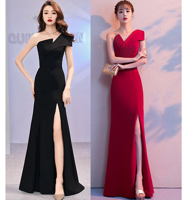 Sexy One Shoulder Evening Party Dresses-Dresses-Free Shipping at meselling99
