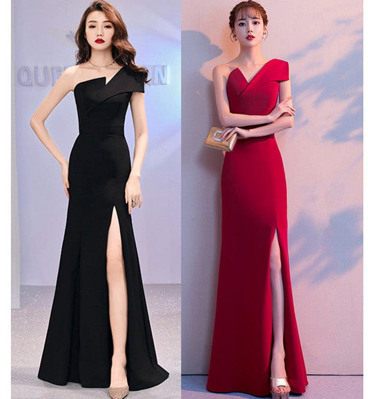 Sexy One Shoulder Evening Party Dresses-Dresses-Free Shipping at meselling99