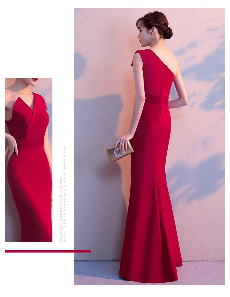 Sexy One Shoulder Evening Party Dresses-Dresses-Free Shipping at meselling99