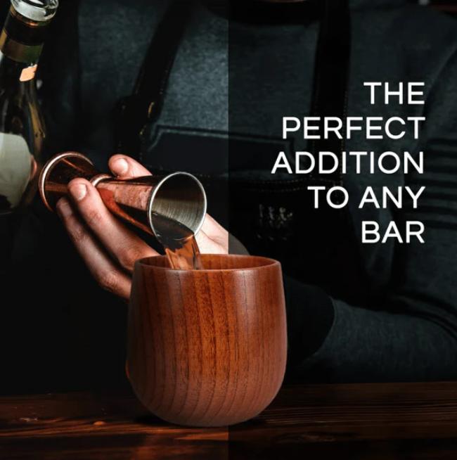 Large Capacity Wooden Mug Whiskey Glass 120ml 2pcs/Set