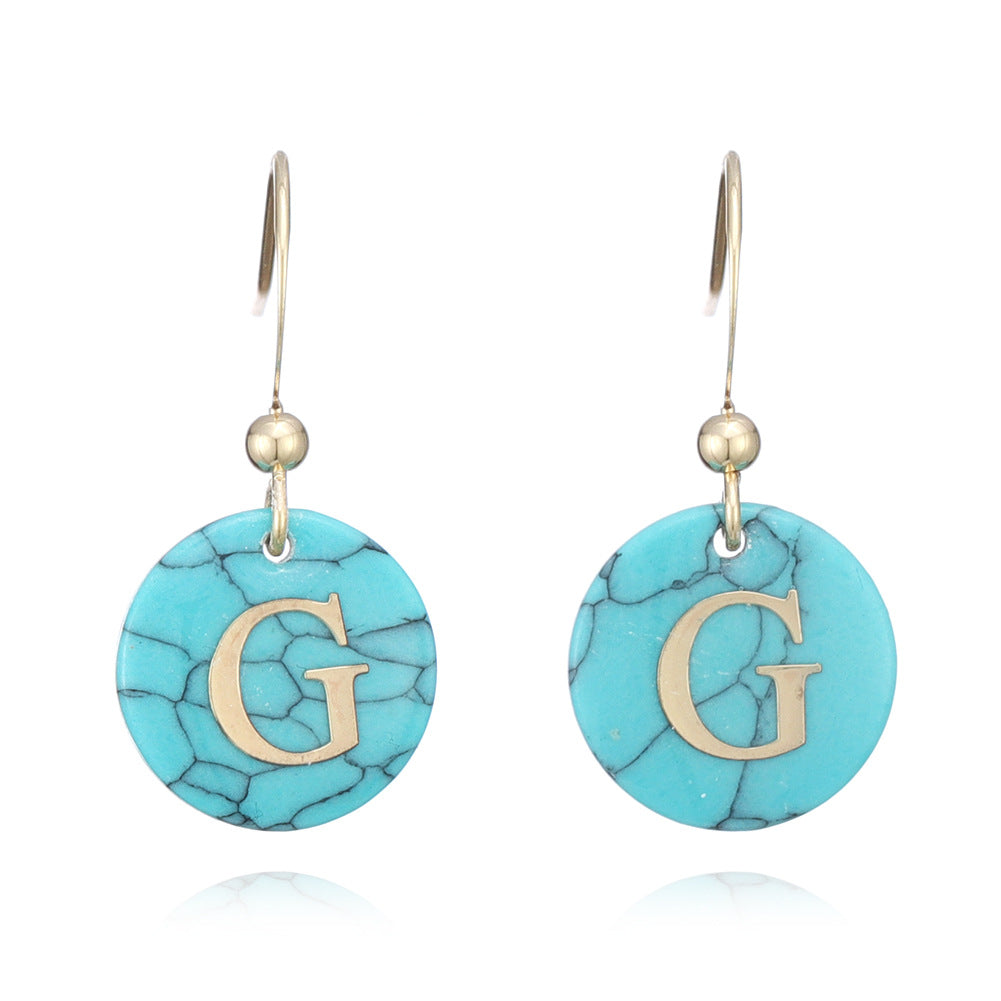 Bridesmaid Gifts .dcbhbb  Personalized Turquoise Letter Pendant Earrings Creative Letter Earrings