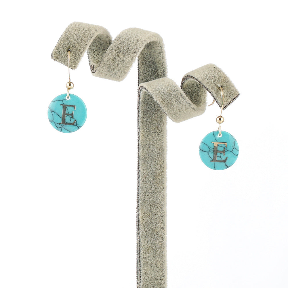 Bridesmaid Gifts .dcbhbb  Personalized Turquoise Letter Pendant Earrings Creative Letter Earrings